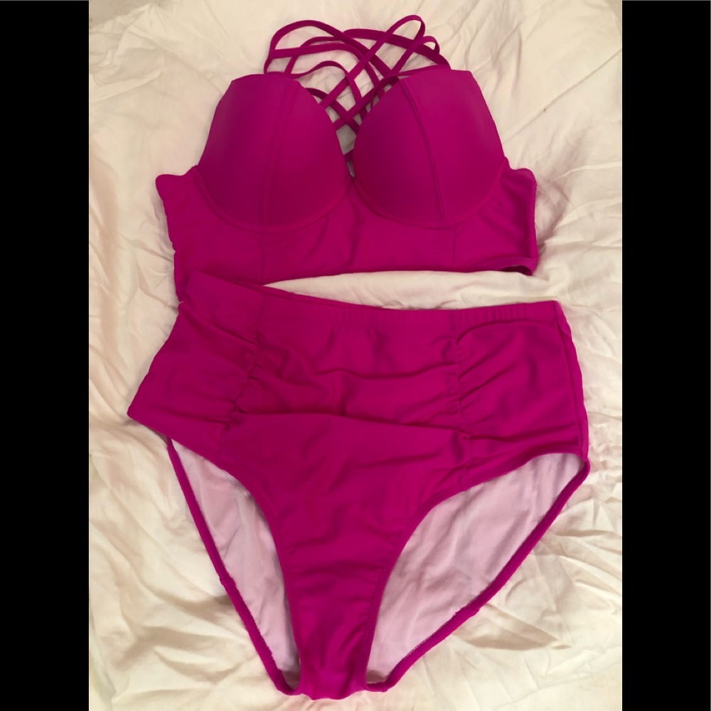 Hot pink bathing suit
